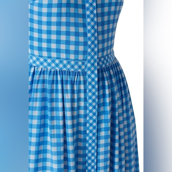 Draper James Flutter Sleeve Gingham Silk Patio Shirtdress - Picture 3 of 10